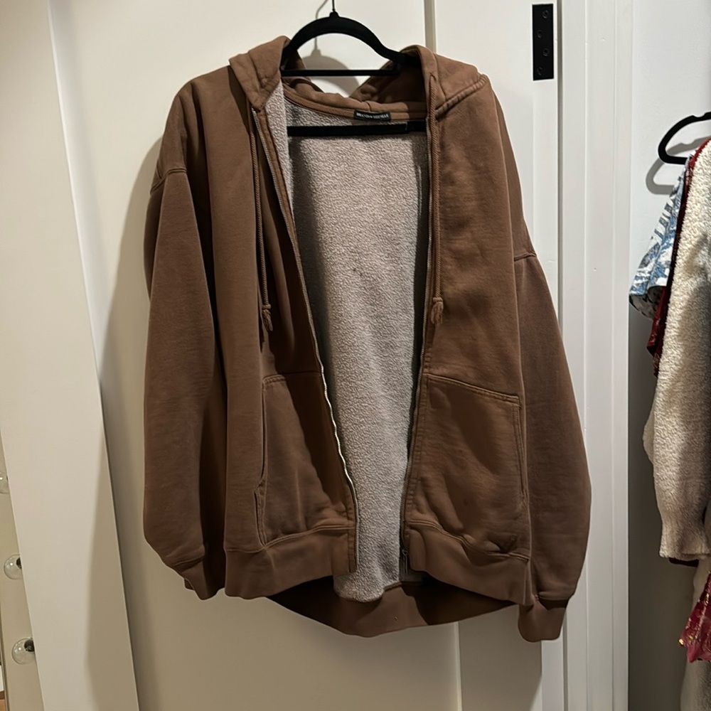 Brandy Melville brown zip up hoodie